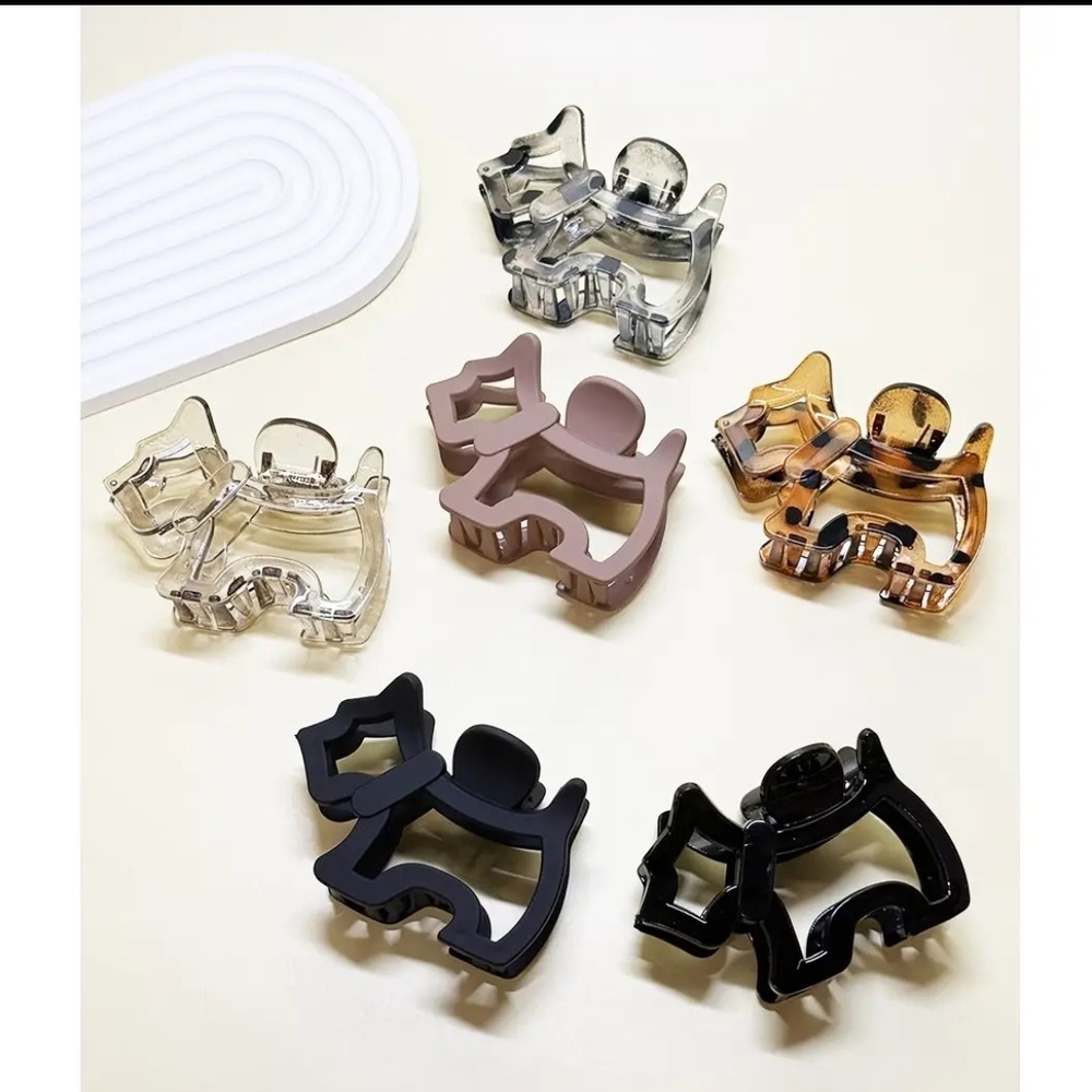 Stylish Kids Animal Hair Clips - Black, Brown, Clear